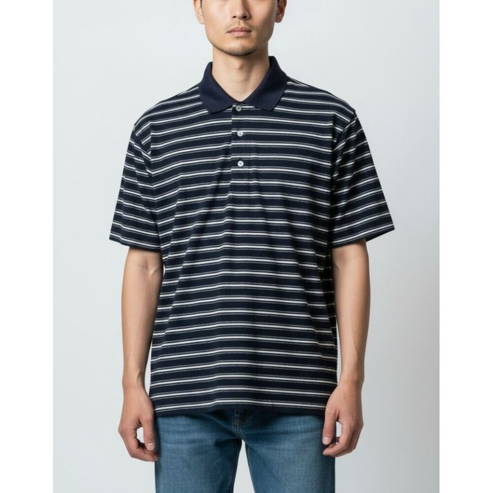 Grand Slam Golf Mens Blue/White Striped Polo Shirt M